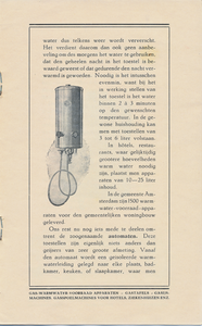 710493 Brochure ‘De Warmtevoorziening in Huizen, Hotels, Restaurants, Fabrieken, Ziekenhuizen, enz.’, uitgegeven door ...